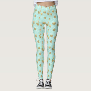 Chic Mint and Gold Diamonds Leggings
