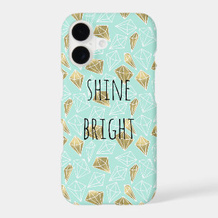Chic Mint and Gold Diamonds Shine Bright