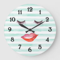 Chic Mint and White Stripes Lips and Eyelashes