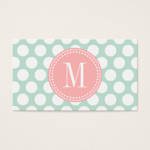 Chic Mint & Blush Pink Big Dots Monogrammed