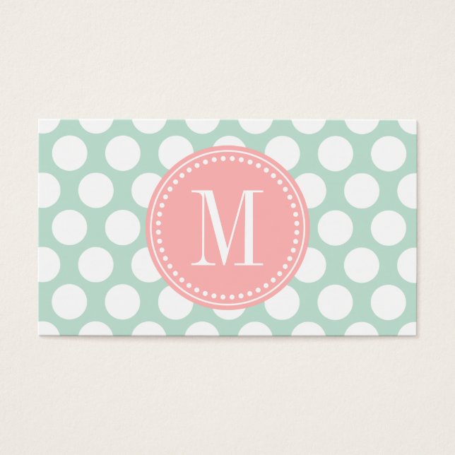 Chic Mint & Blush Pink Big Dots Monogrammed (Front)