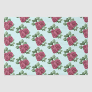 Chic Mint Burgundy Gold Roses Wedding Leaves Tissue Paper