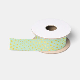 Chic mint faux gold glitter cheetah print monogram satin ribbon