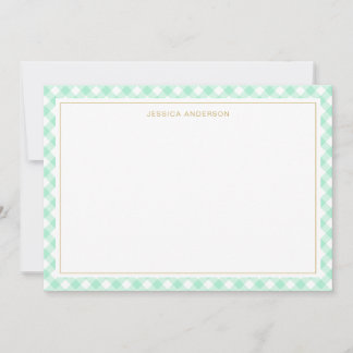 Chic Mint Gingham Pattern Card
