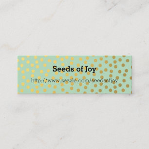 Chic Mint Gold Confetti Dots Mini Business Card
