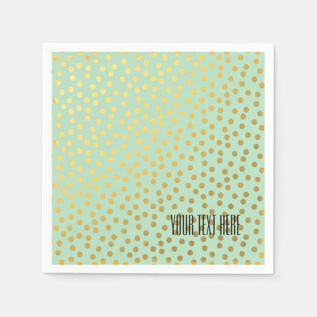 Chic Mint Gold Confetti Dots Napkin (Front)