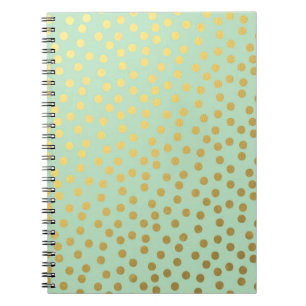 Chic Mint Gold Confetti Dots Notebook
