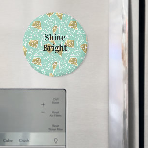 Chic Mint Gold Diamonds Christmas Magnet