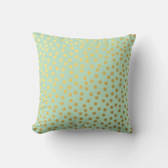 Chic Mint Gold Dots Cushion (Front)