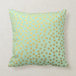 Chic Mint Gold Dots Cushion