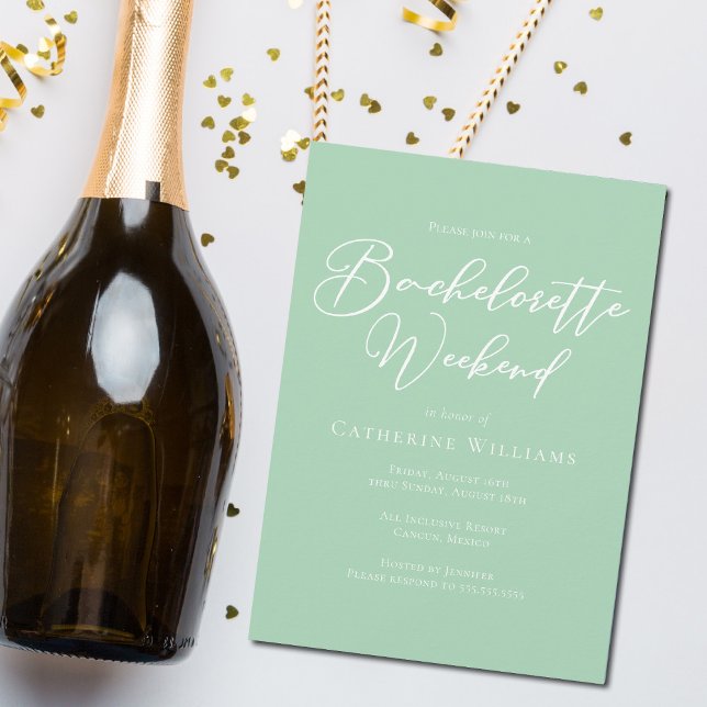 Chic Mint Green Bachelorette Weekend Invitation (Creator Uploaded)