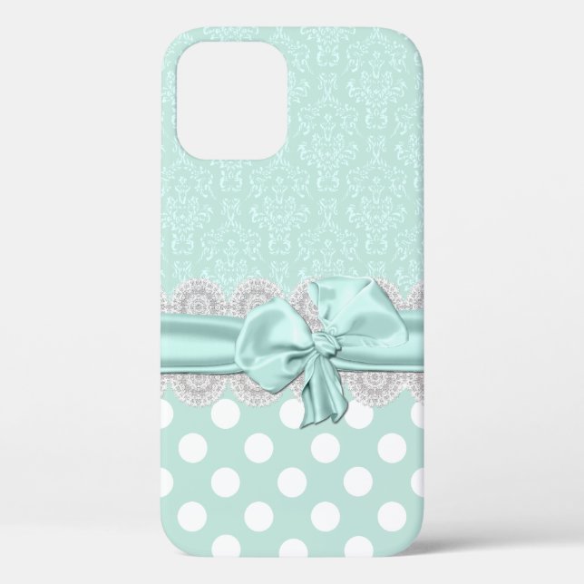 Chic Mint Green Damask iPhone Case-Mate iPhone Case (Back)