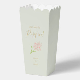 Chic Mint Green Floral Rose Couple Popcorn  Favour Box