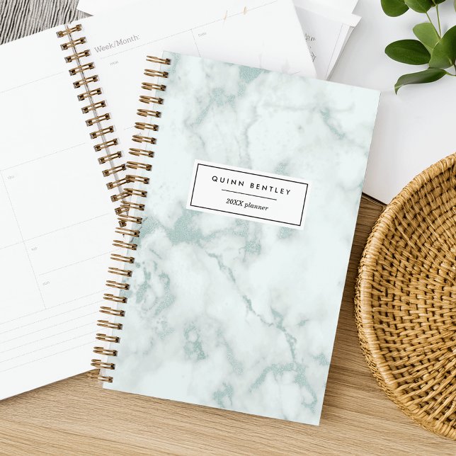 Chic Mint Green Marble Personalised Planner (Creator Uploaded)