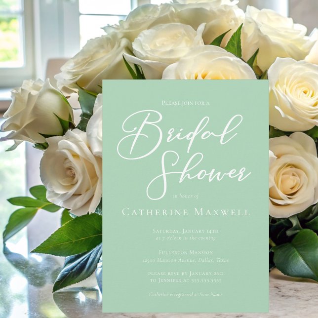 Chic Mint Green Minimalist Bridal Shower Invitation (Creator Uploaded)