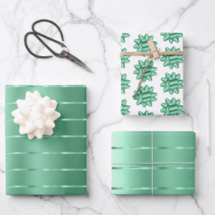 Chic Mint Green Ribbon Bow Bridal Shower Wrapping Paper Sheet