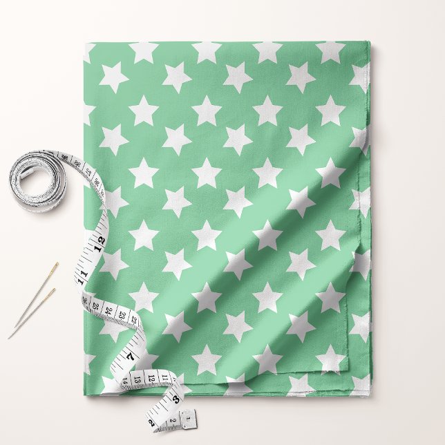 Chic Mint Green Stars Space Pattern Fabric (Creator Uploaded)