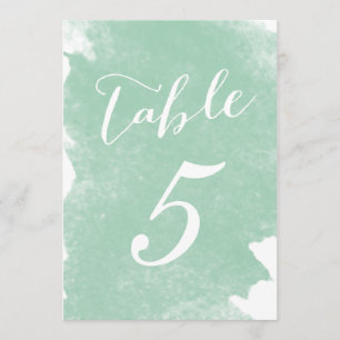 CHIC MINT GREEN WATERCOLOR TABLE NUMBER CARDS