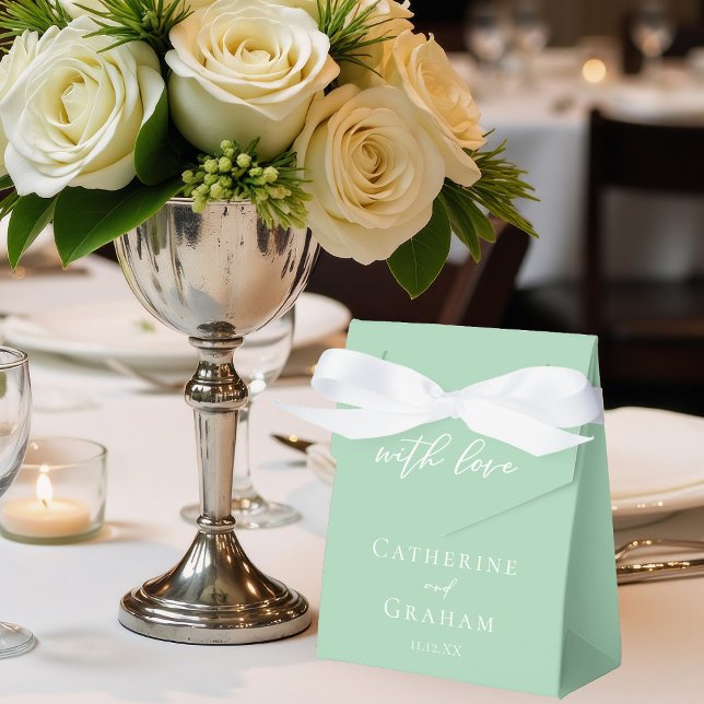 Chic Mint Green White Custom Spring Wedding Favour Box (Creator Uploaded)
