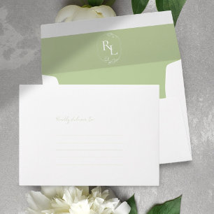 Chic Mint Green & White Monogram Wedding Envelope