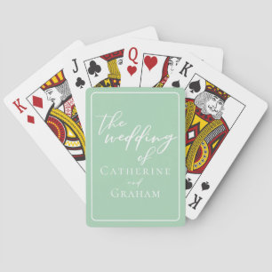 Chic Mint Green White Personalised Wedding Playing Cards