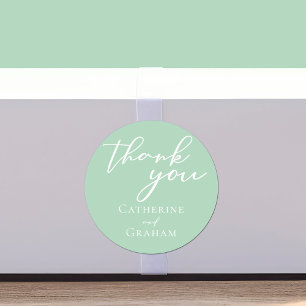Chic Mint Green White Typography Custom Wedding Classic Round Sticker