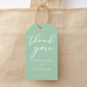 Chic Mint Green White Typography Spring Wedding Gift Tags