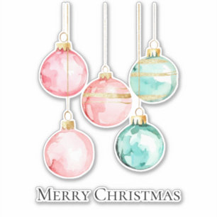 Chic Mint Pink Gold Christmas Ornaments