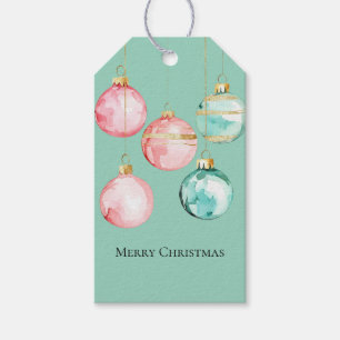 Chic Mint Pink Gold Christmas Ornaments Gift Tags