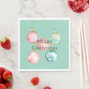 Chic Mint Pink Gold Christmas Ornaments Napkin