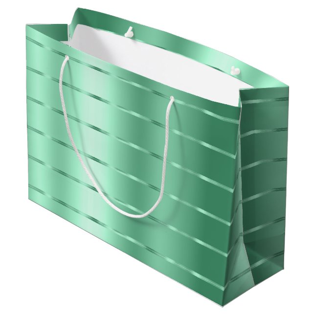 Chic Mint Ribbon Bow Bridal Shower Large Gift Bag (Back Angled)