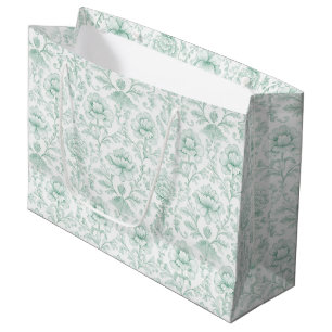 Chic Mint White Floral Wedding Large Gift Bag