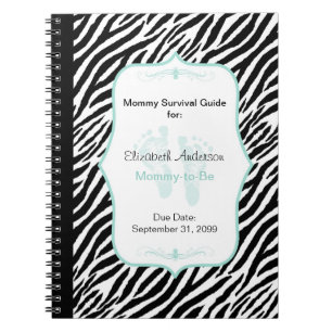 Chic Mint Zebra Mummy Advice for Mother to Be Notebook