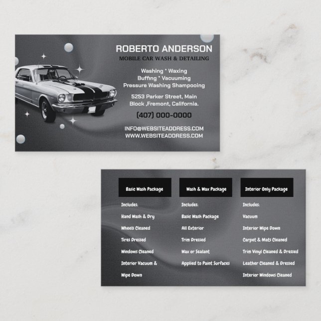 Chic Mobile Car Wash Detailing Pressure Washing Business Card (Front/Back)