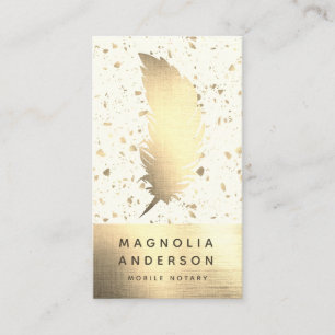 Chic Mobile Notary Gold Foil Quill Business Card