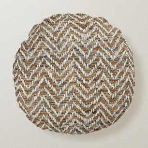 Chic mocha mousse chevron pattern round cushion