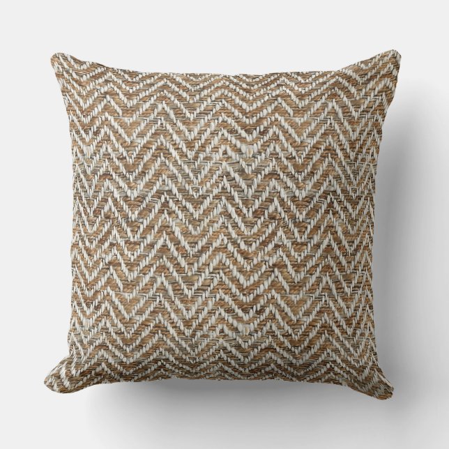 Chic mocha mousse cream chevron cushion (Front)