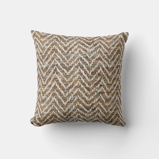 Chic mocha mousse cream chevron cushion (Front)