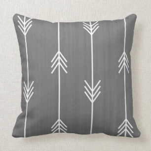 Chic Mod Arrows Grey Linen Style Cushion