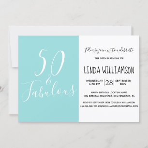 Chic Modern 50 Fabulous Hot Pink 50th Birthday Invitation