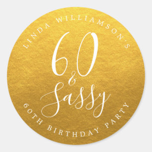 Chic Modern 60 Sassy Gold 60th Birthday Classic Round Sticker