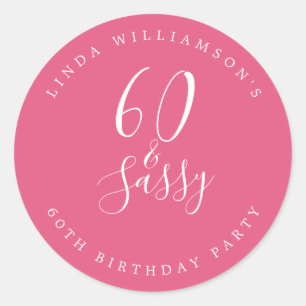 Chic Modern 60 Sassy Hot Pink 60th Birthday Classic Round Sticker