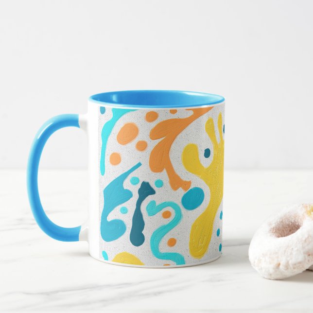 Chic Modern Abstract Colourful Swirl Pattern Mug (With Donut)