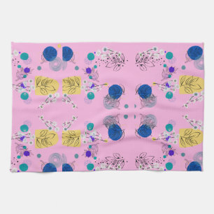 Chic Modern abstract flowers on pink Tea Towel