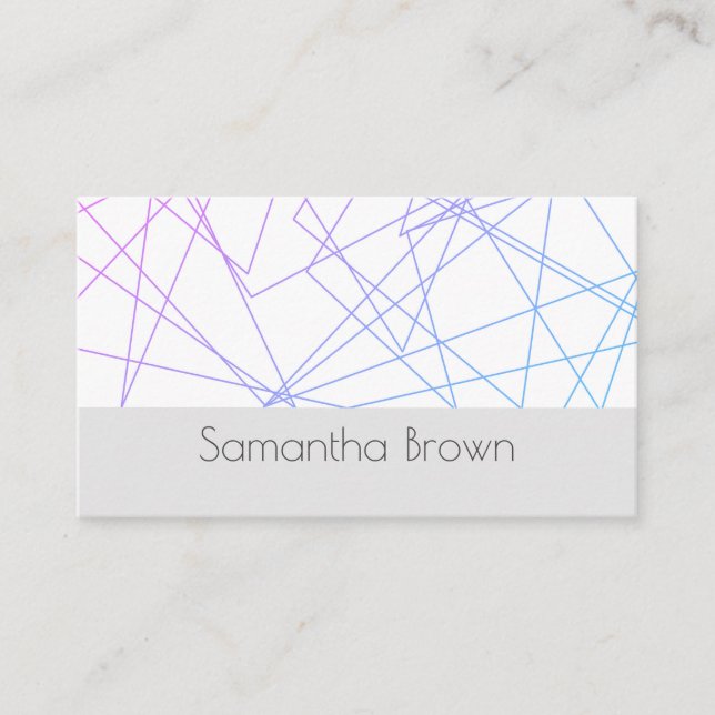 chic modern abstract lines  blue and purple custom business card (Front)