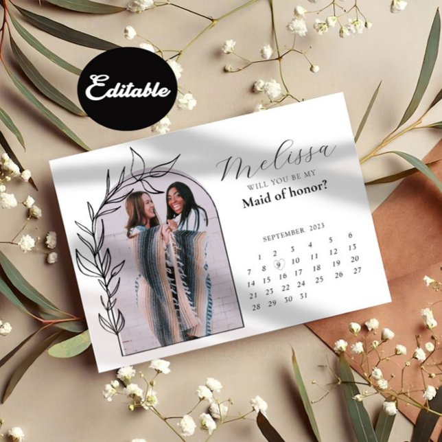 Chic Modern Arch Bridesmaid Proposal Card (Creator Uploaded)