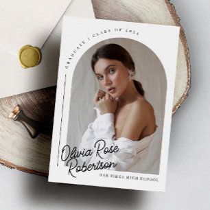 Chic Modern Arch Photo Graduation Announcement