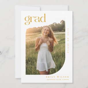Chic Modern Arch Photo Graduation Invitation