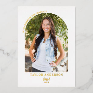 Chic Modern Arch Photo Maroon Graduation Party