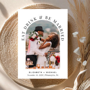 Chic Modern Arch Photo Wedding Reception Invitation